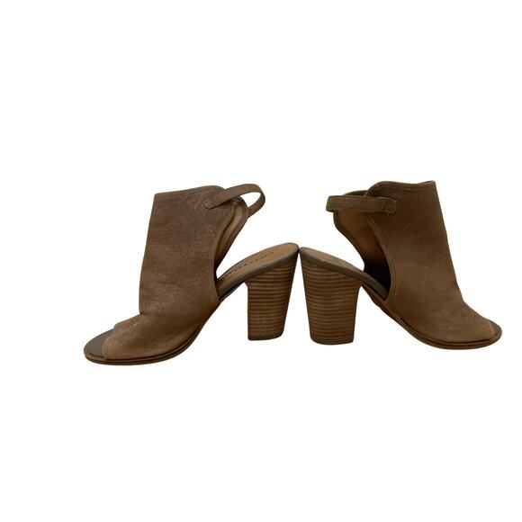 Lucky Brand, Women's, Taupe, Leather Upper, Open-Toe Heeled Booties, Size 7.5 - Picture 3 of 7